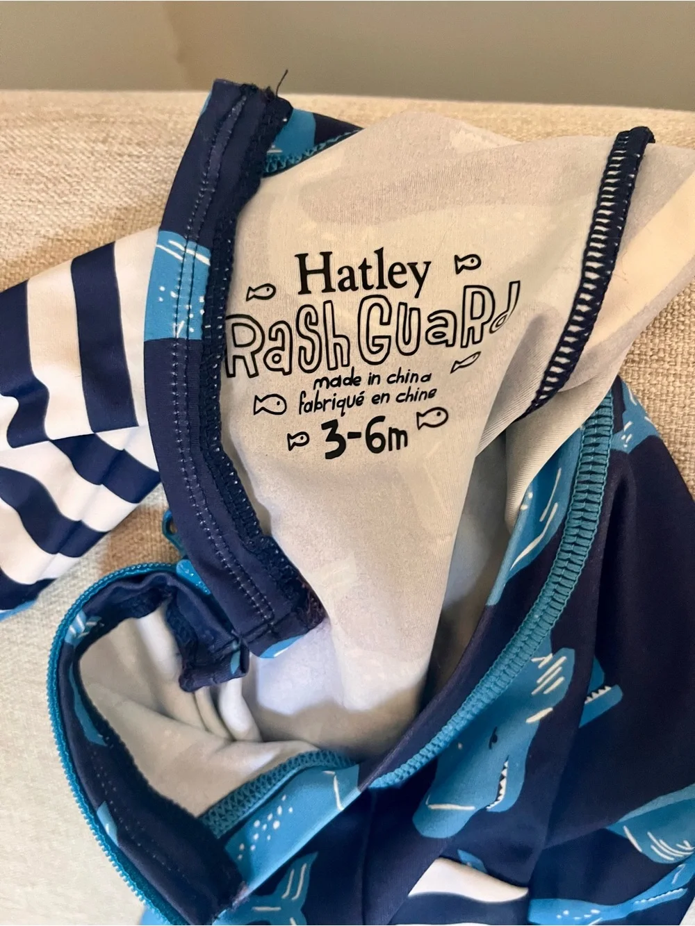 Hatley Navy & Light Blue Whale One-Piece Rashguard for baby boy